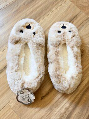 Fuzzy Babba Bear Slipper Socks New With Tags One Size 7-9.5 Cozy